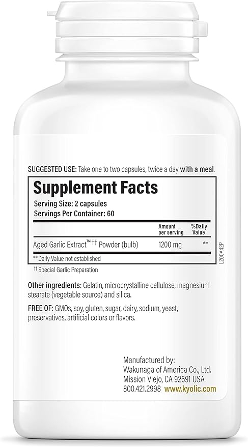 Kyolic Aged Garlic Extract Formula 200, Cardiovascular & Immune, Reserve 120 Capsules (Packaging May Vary)