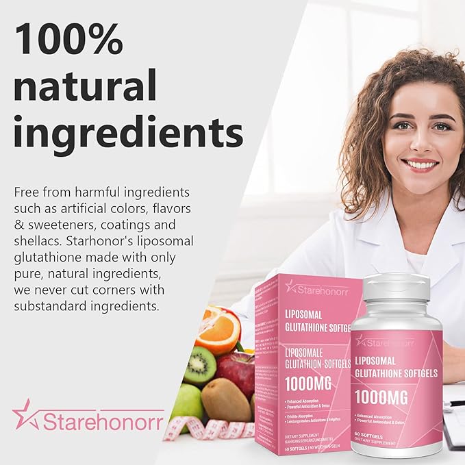 Liposomal Glutathione Softgels 1500MG, Reduced Glutathione Supplement with Vitamin C, Better Absorption, Non-GMO Powerful Antioxidant for Healthy Aging, Detox, Immune Health,120 Softgels