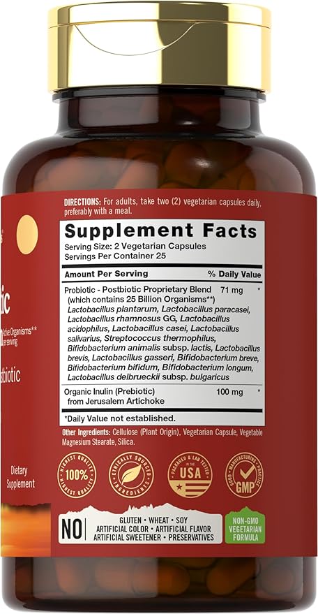 Tahoe Nutritionals Prebiotic, Probiotic & Postbiotic | 25 Billion CFU | 50 Powder Pills | Men and Women's Digestive Health | Vegetarian and Non-GMO Supplement