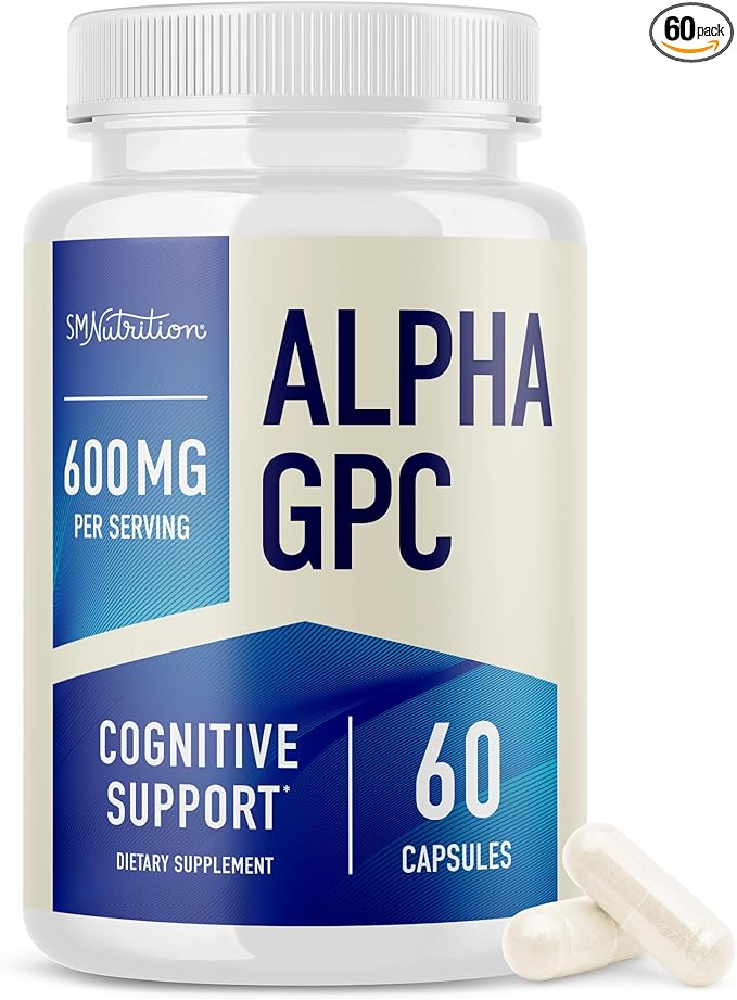 Alpha GPC 600 mg | Brain & Memory Support Supplement | Mental Performance, Focus & Clarity Support | Highly Purified Alpha-GPC Powder | Vegan, Formulated Non-GMO, 3rd-Party Tested | 60 Capsules