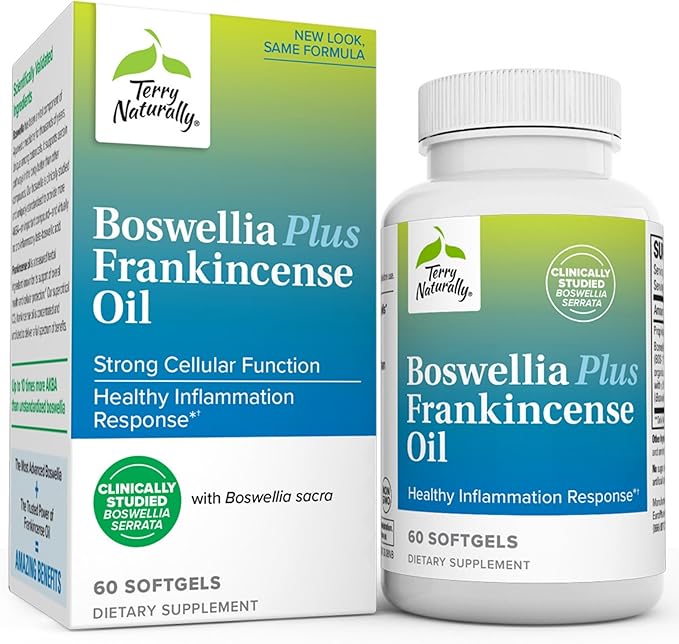 Terry Naturally Boswellia Plus Frankincense Oil - Joint Support Supplement to Support Mobility & Joint Comfort - Support Cellular Health with Boswellia & Frankincense Oil - 60 Softgels