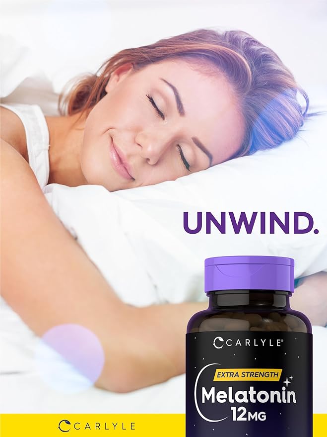 Carlyle Melatonin 12 mg | 180 Softgel Capsules | Adult Extra Strength Support Supplement | Non-GMO, Gluten Free