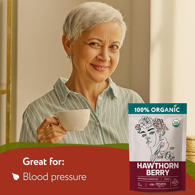Hawthorn Berry Tea Organic (8 oz.) - Dried Hawthorne Berries - Hawthorn Tea for Blood Pressure Balance - Herbal Remedy for Healthy Heart