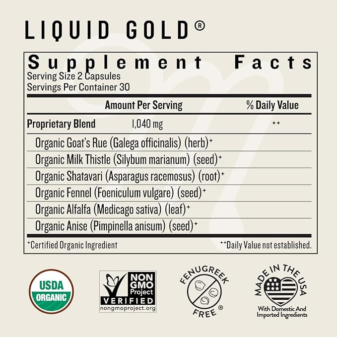 Legendairy Milk Liquid Gold Lactation Support | Lactation Supplement with Organic Goats Rue, Milk Thistle, Shatavari, Fennel, Alfalfa & Anise | Breastfeeding Supplements, 60 Count