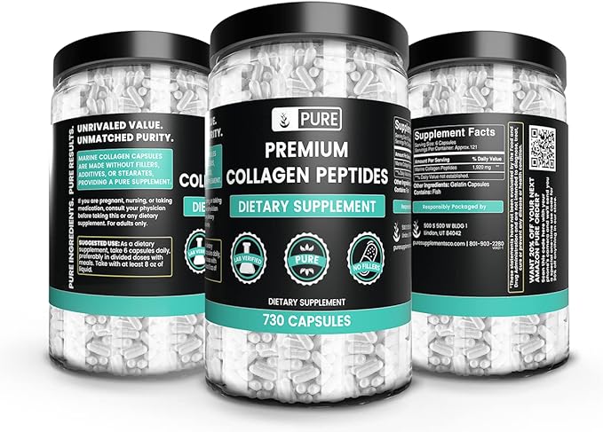 Pure Original Ingredients Collagen Peptides (730 Capsules) No Magnesium Or Rice Fillers, Always Pure, Lab Verified