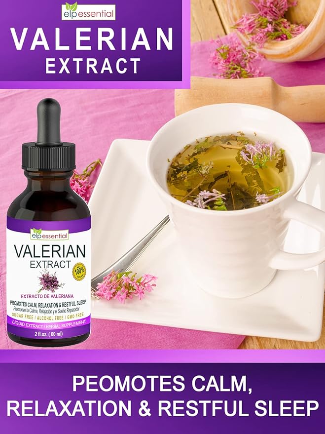 ELP ESSENTIAL Valerian Root Extract Drops | 2 fl oz | Sugar Free, Alcohol Free, Non- GMO Gluten Free Liquid