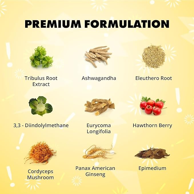 Sculpt Nation - Tribulus Terrestris Supplement with Ashwagandha, Tribulus Extract and American Ginseng Root - 60 Gluten Free Capsules - 2 Pack