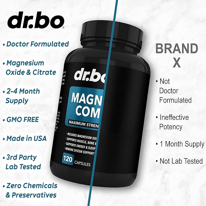 Magnesium Complex Supplement Capsules 500mg - Support Energy, Relaxation, Leg Cramps & Legs - Help Aid Muscle Support Supplements - High Absorption Premium Mag Citrate Oxide - 120 Capsules