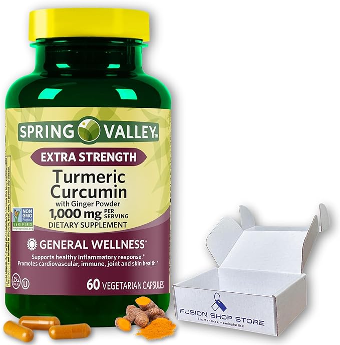 Spring Valley Turmeric Curcumin 1000 mg- 60 Capsules (Pack of 1), Boxed by Fusion Shop Store