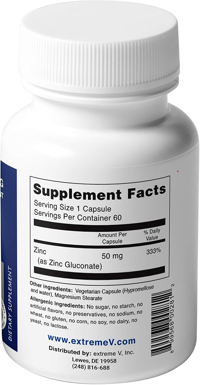 Gluzin 50MG Pharmaceutical Grade Zinc Vegan Friendly