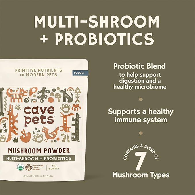 Super Blend Powder, Dog Probiotic Supplement for Immunity and Digestive Health Support, Multi-Shroom & Probiotics, 90 Servings
