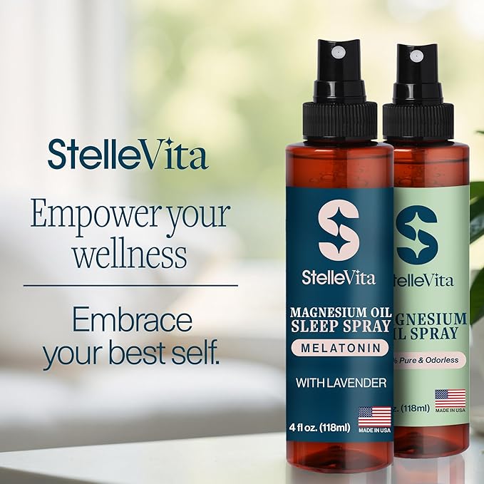 Magnesium Oil with Melatonin Sleep Spray and Lavender 4oz - Topical Melatonin & Magnesium Spray for Feet, Sleep and Relaxation 100% Natural Made in USA