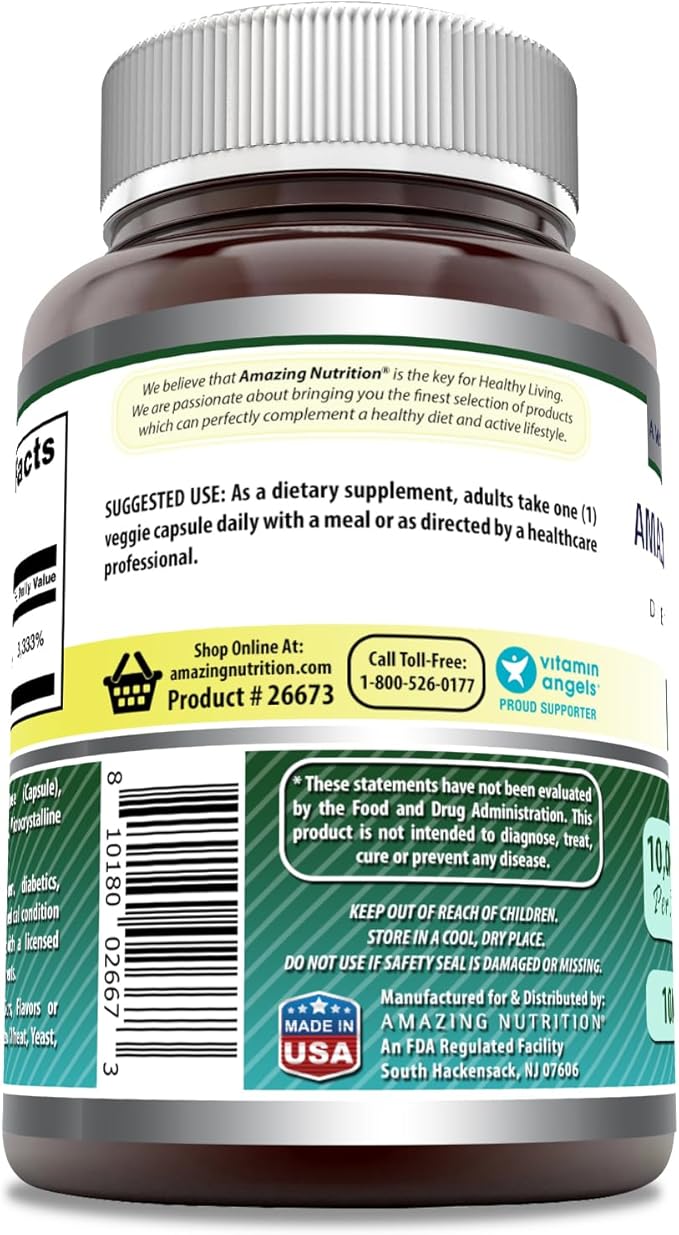 Amazing Formulas Biotin Supplement | 10000 Mcg Per Serving | 100 Veggie Capsules | Non-GMO | Gluten-Free | Made in USA