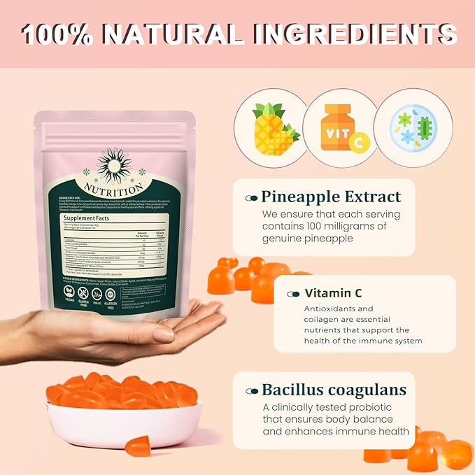 Premium Feminine Balance Gummies - Pineapple Gummies for Women’s Health & Wellness PH Balance Support Vegan Feminine Gummies - 60 Gummies - 30 Servings