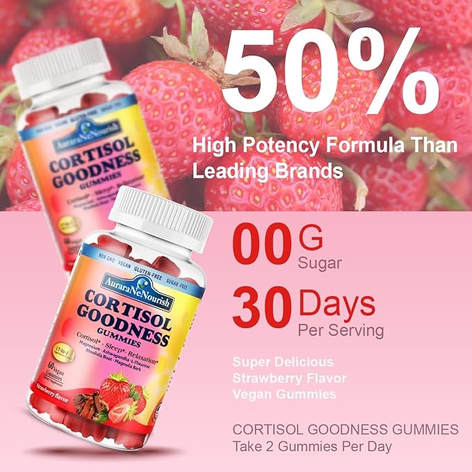 Sugar Free Cortisol Supplement Gummies, 17-in-1 Cortisol Detox w. Magnesium Glycinate 400mg Ashwagandha, L-Theanine, Phosphatidylserine, Hormone Balanced for Women, Mood Focus, Sleep Support