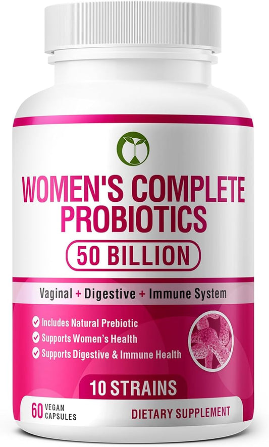 Probiotics for Women 60 Capsules | 50 Billion CFU Scientifically Formulated Multi Strain Probiotic Blend | Organic Supplements with Prebiotics for Womens Health (Women's Complete Probiotics)