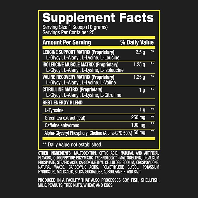 BPI Sports Best BCAA with Energy - Healthy BCAA Powder - Improved Performance - Lean Muscle Building - Accelerated Recovery - Proprietary Energy Blend - Watermelon Ice - 25 Servings - 8.8 oz.