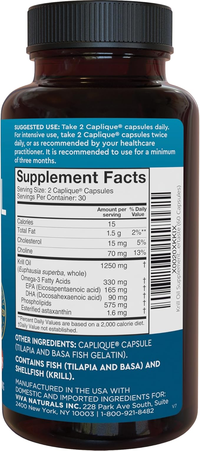 Antarctic Krill Oil 1250 mg, Omega 3 EPA DHA and Astaxanthin, Joint Support and Brain Supplement with Antioxidant Properties, No Fishy Aftertaste (6 Pack)