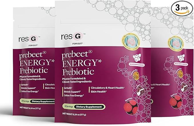 resG prebeet - Prebiotics Drink for Digestion, Occasional Constipation, Gas, Bloating with Akkermansia & GLP-1 Support w/Beet Root & Fiber, Gut Health for Women & Men - 560g (90 Servings)