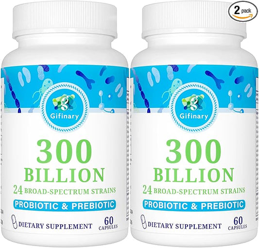 Probiotics for Women & Men - 300 Billion CFU, 24 Strains Probiotics + 15 Organic Herbs Prebiotics for Digestive, Gut Health, Immune, Constipation, Diarrhea & Whole-Body Health - 4 Months Supply
