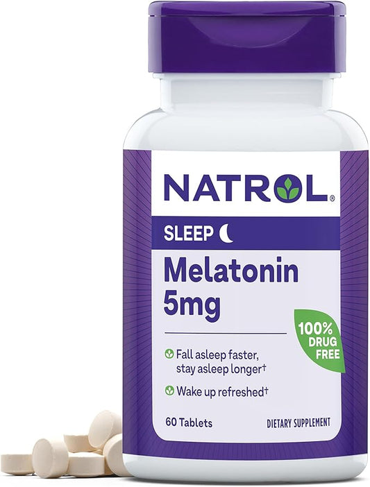 Natrol Melatonin 5 mg, Dietary Supplement for Restful Sleep, Sleep Supplements for Adults, 60 Melatonin Tablets, 60 Day Supply