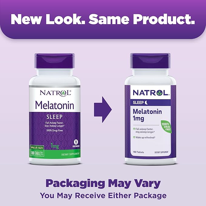 Natrol Melatonin 1 mg, Dietary Supplement for Restful Sleep, Sleep Tablets for Adults, 180 Melatonin Tablets, 180 Day Supply