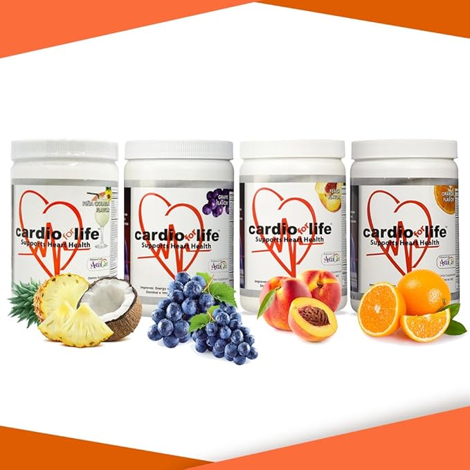 Cardio for Life L-Arginine Powder 16oz - Natural Nitric Oxide Supplement Cardiovascular Increase Energy - Peach
