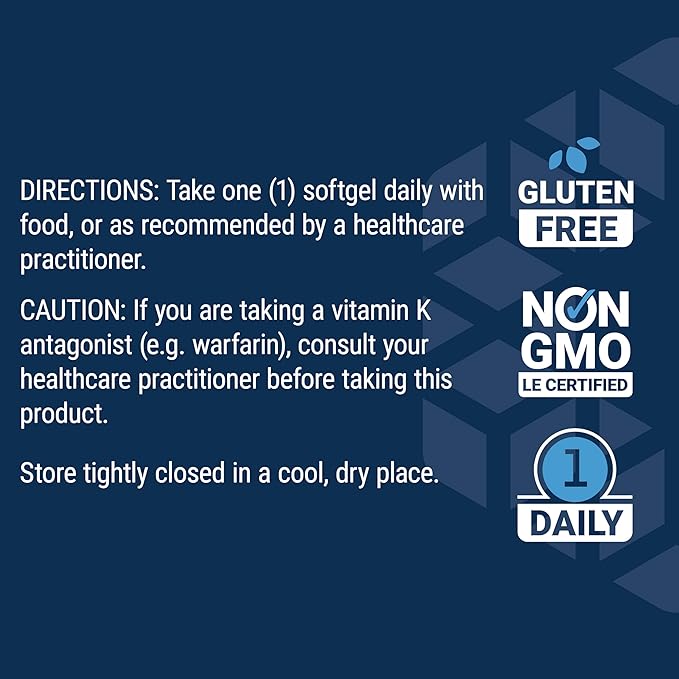 Life Extension Super K, vitamin K1, vitamin K2 mk-7, vitamin K2 mk-4, vitamin C, bone/heart/arterial health, 3-month supply, Gluten-Free, 1 Daily, Non-GMO, 90 softgels