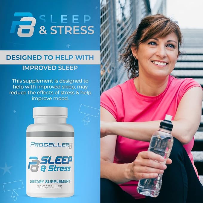 Sleep & Stress Supplement - with Affron® Spanish Saffron Extract, Ashwagandha, & Rhodiola Rosea - Improved Sleep- 30 Capsules
