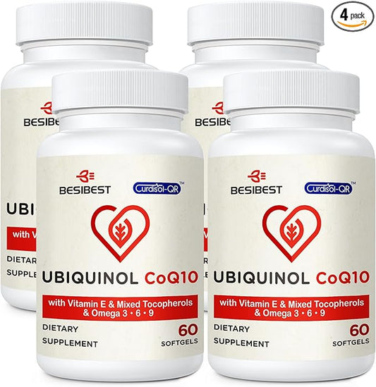 Ubiquinol CoQ10-600mg-Softgel, Active Form of Coq10 Ubiquinol Supplement with Vitamin E & Omega 3, 6, 9, High Absorption-Coenzyme-Q10, Powerful Antioxidant for Energy Production, 240 Count