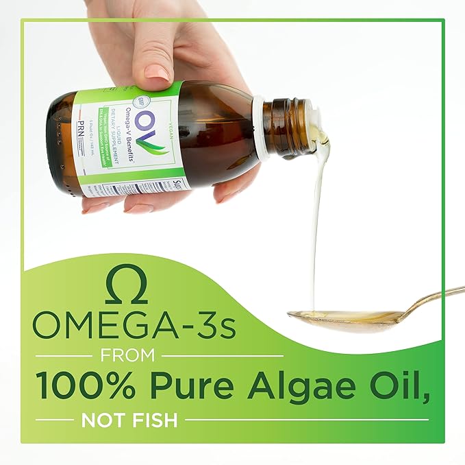 PRN | Omega-V Benefits - Vegan Omega-3 Supplement with 1000mg EPA and DHA - Premium, Sustainable Algae for Plant-Based & Vegetarians – Support Heart, Brain, Joint & Eye Health 1 Month Supply