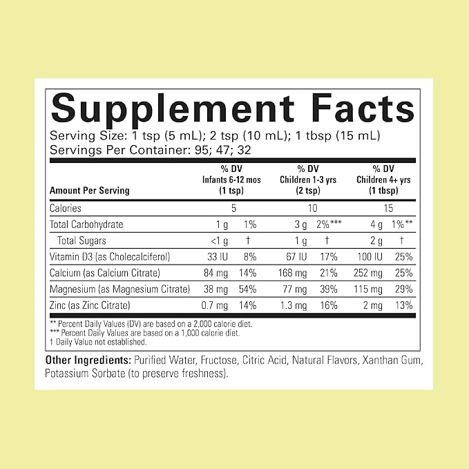 CHILDLIFE ESSENTIALS Liquid Calcium Supplement for Kids - Baby Calcium with Magnesium, Zinc, and Vitamin D3 - Orange Flavor, 16 fl oz (4 Pack)