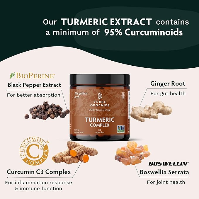 Turmeric Curcumin C3 Complex with BioPerine 1050mg - Natural Joint Support - 95% Curcuminoids & Black Pepper Extract for Ultra High Absorption & Potency - Non GMO - Gluten Free - 60 Vegan Capsules