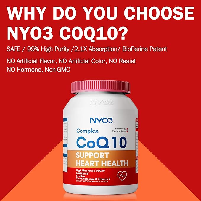 CoQ10 120mg with BioPerine(Black Pepper), Coenzyme Q10 with Vitamins E, Ultra High Absorption Antioxidant Support for Heart Health, Gluten Free, 30 Days Supply