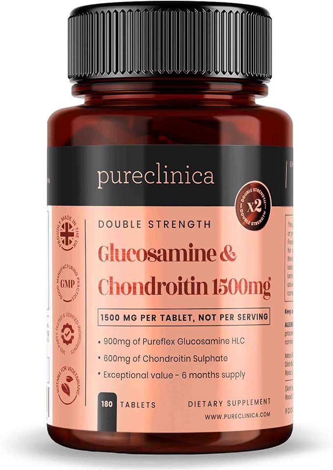pureclinica High Strength 1500mg Glucosamine HCL & Chondroitin x 180 Tablets