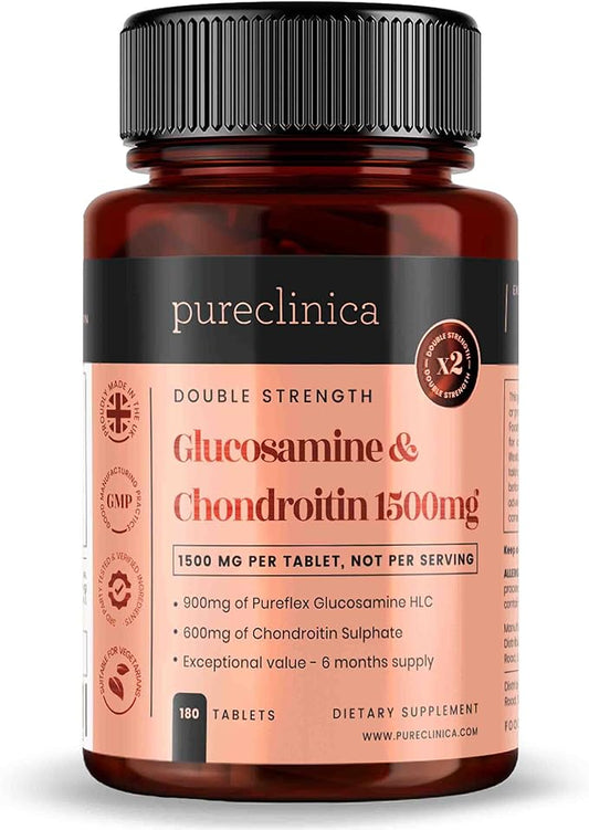pureclinica High Strength 1500mg Glucosamine HCL & Chondroitin x 180 Tablets