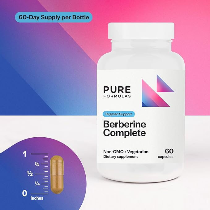 PureFormulas Berberine Complete | Enhanced Absorption Berberine Supplement 500mg 60 Vegetarian Capsules