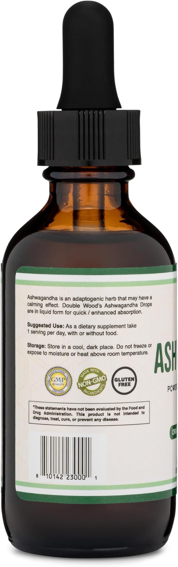 Ashwagandha Organic Drops for Stress Relief (1,200mg, 60 Servings) Ashwagandha Tincture for Adrenal Support and Cortisol Manager (Vegan Safe, Gluten Free, Non-GMO) by Double Wood