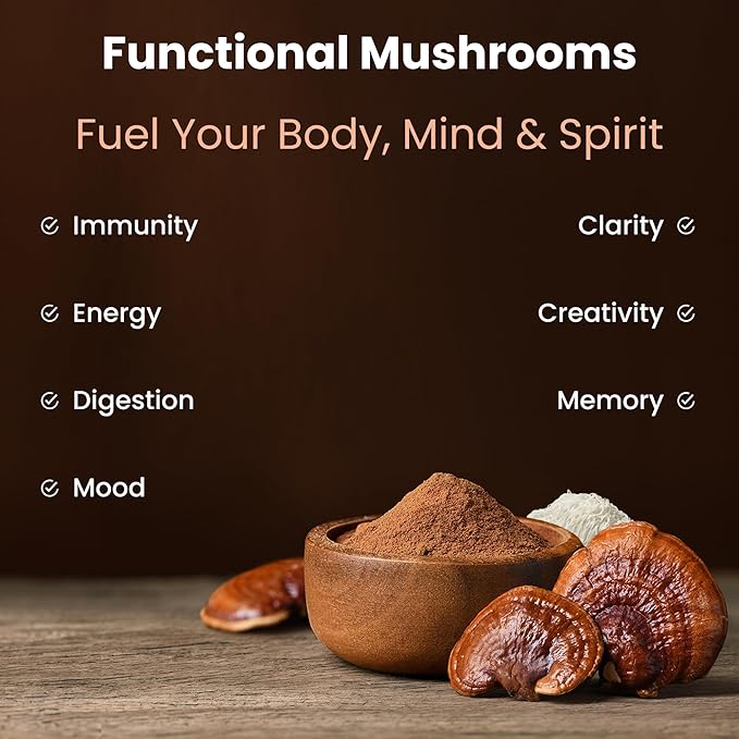 NutraChamps Organic Mushroom Powder - 10-in-1 Complex - Mushroom Supplement Powder Blend for Memory, Focus & Immune Support - 8oz (8.0 OZ, Mushroom Blend)