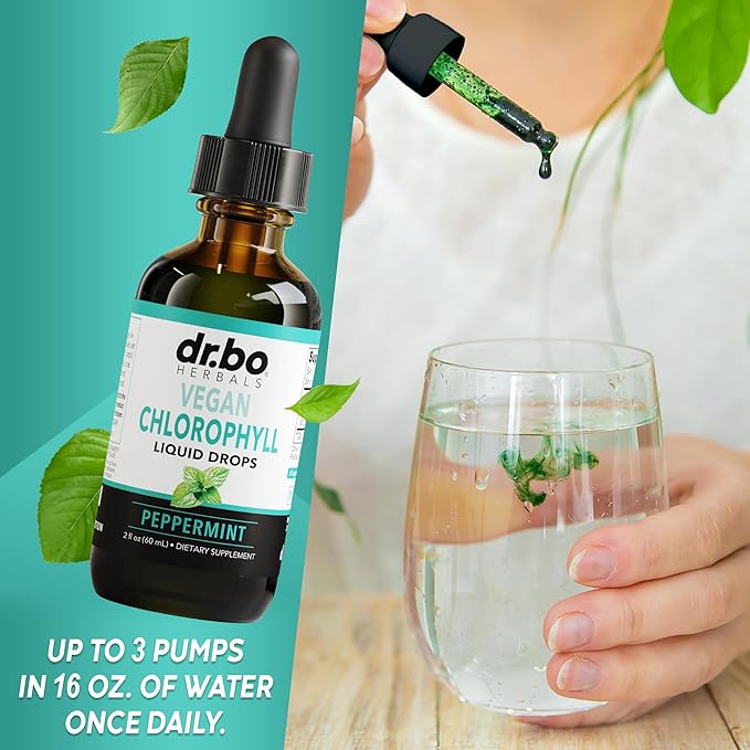 Chlorophyll Liquid Drops Body Detox - Vegan Liquid Chlorophyll Drops Odor Cleanse Supplement, Energy & Immune Support, Internal Deodorant, Body Deodorizing Supplement - Natural Deodorant Water 2 oz