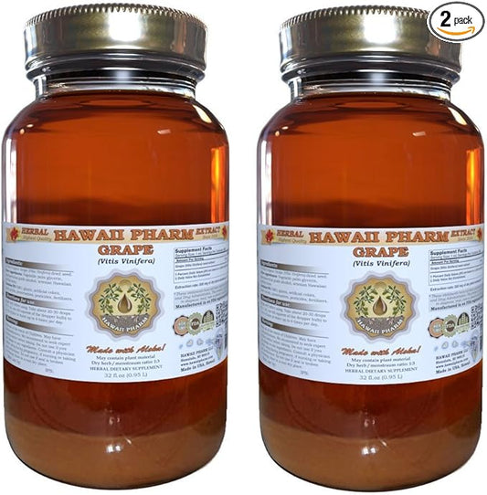 Grape Liquid Extract, Grape (Vitis Vinifera) Seed Tincture Supplement 2x32 oz Unfiltered