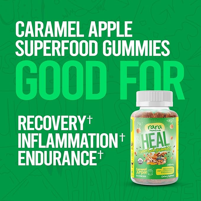 HEAL Mind & Body Recovery USDA Certified Organic Gummies – Natural Recovery Support, Vegan & Gluten-Free, Infused with Wild Turmeric, Wild Ceylon Ginger & Chaga (60 Gummies, HEAL)