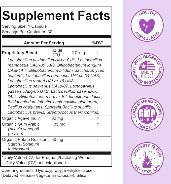 Premom Prenatal Pre & Probiotics for Women: Organic Prebiotics, 30 Billion CFU, 18 Diverse Strains - Supports Digestive, Gut & Immune Health for Mom and Baby - Daily Capsules