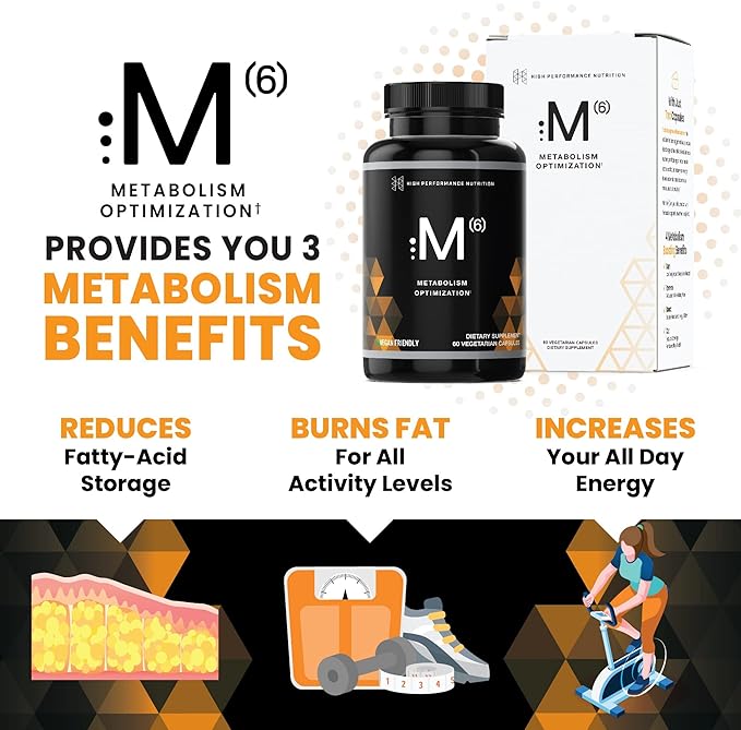 High Performance Nutrition Metabolism Booster, HPN M(6) Fat Burner, Natural Weight Loss Supplement, Support Lean Muscle, Increase Energy, Vegan Friendly, Clinically Tested, 60 Capsules