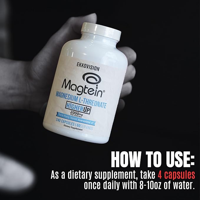 x Higher Up Magtein Magnesium L-Threonate, Memory & Cognitive Function Support, Magnesium Supplement with Essential Minerals for Men & Women, 2000 MG Per SVG, 120 Easy-to-Swallow Capsules