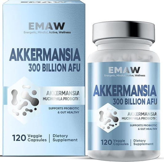 300 Billion AFU Akkermansia Probiotic 120 Capsules, GLP-1 Supplement for GLP-1 Increases, Digestive Enhances, Immune & Overall Health Supports, Daily Probiotic Supplies for Women & Men