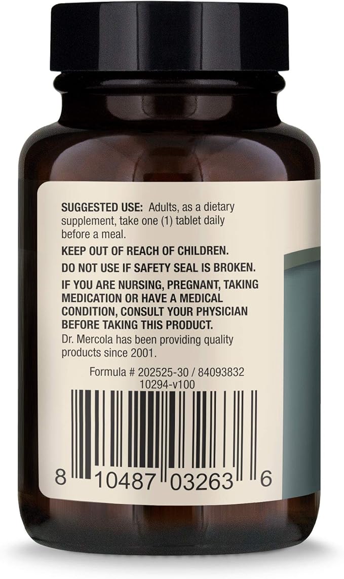 Dr. Mercola Organic Chaga Mushroom, 30 Servings (30 Tablets), Dietary Supplement, Supports Healthy Immune Function, Non-GMO, Certified USDA Organic, NSF Contents Certified