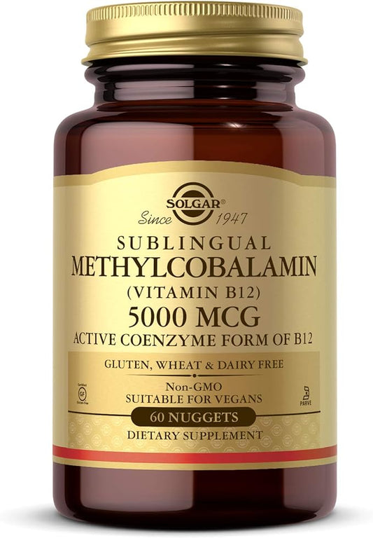 Solgar Methylcobalamin (Vitamin B12) 5000 mcg - Supports Energy Metabolism - Body-Ready, Active Form of B12 - Vitamin B - Non GMO, Vegan, Gluten, Dairy Free, Kosher - Cherry, 60 Count