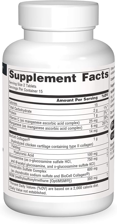 Source Naturals Hyaluronic Joint Complex with Glucosamine, Chondroitin & MSM - 30 Tablets