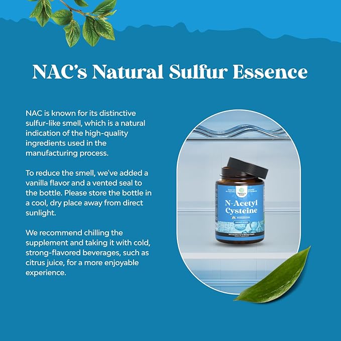 NAC Supplement N-Acetyl Cysteine 1000mg - Vegan High Absorption Non-Smelly NAC 1000mg Capsules Glutathione Precursor for Liver Cleanse Detox & Repair plus Lung Health and Immunity Support (4 Months)